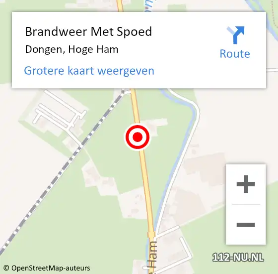 Locatie op kaart van de 112 melding: Brandweer Met Spoed Naar Dongen, Hoge Ham op 28 oktober 2014 16:32