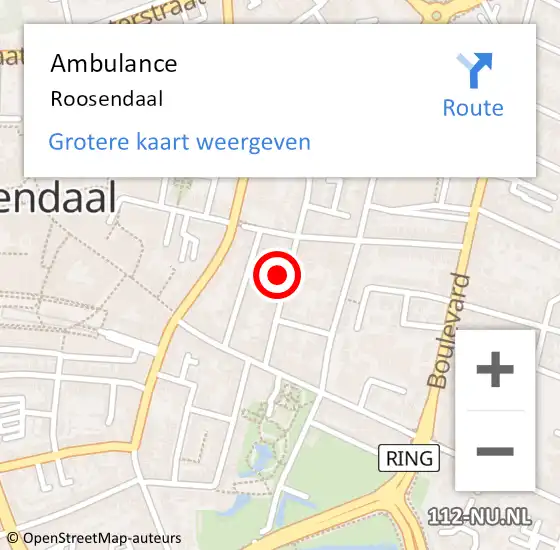 Locatie op kaart van de 112 melding: Ambulance Roosendaal op 29 november 2024 15:20