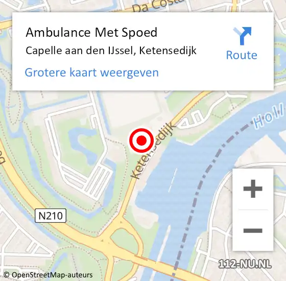 Locatie op kaart van de 112 melding: Ambulance Met Spoed Naar Capelle aan den IJssel, Ketensedijk op 29 november 2024 15:35