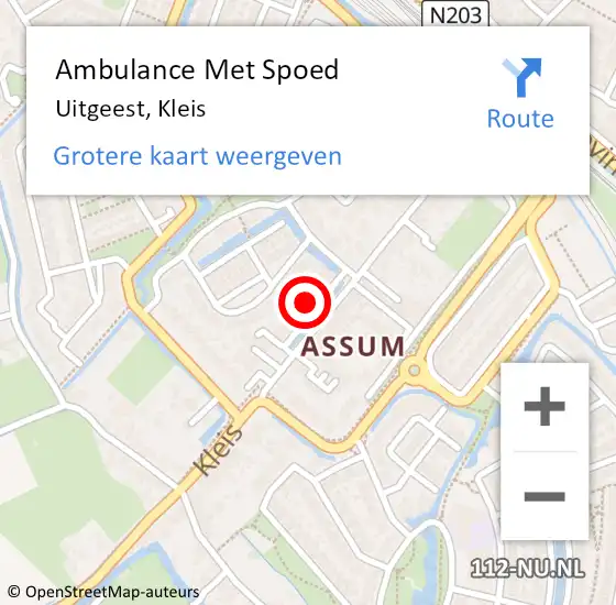 Locatie op kaart van de 112 melding: Ambulance Met Spoed Naar Uitgeest, Kleis op 29 november 2024 15:35