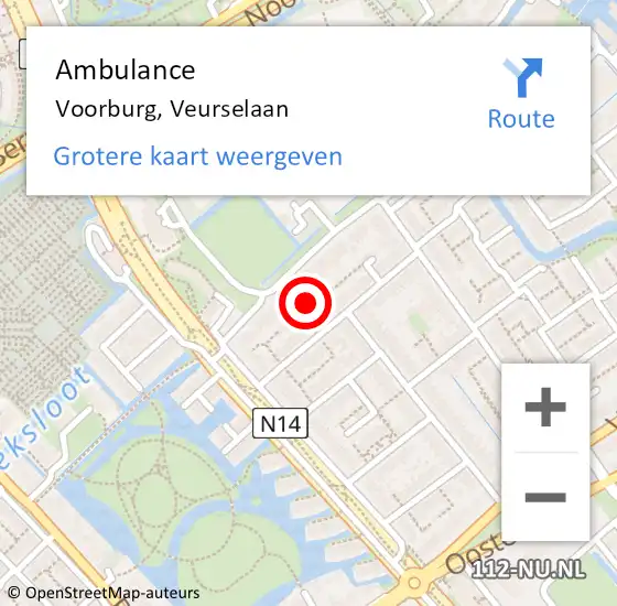 Locatie op kaart van de 112 melding: Ambulance Voorburg, Veurselaan op 29 november 2024 15:45