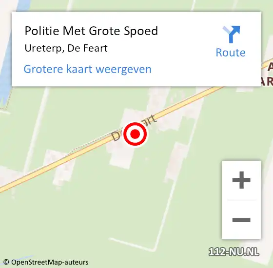 Locatie op kaart van de 112 melding: Politie Met Grote Spoed Naar Ureterp, De Feart op 29 november 2024 16:00