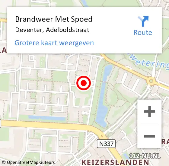 Locatie op kaart van de 112 melding: Brandweer Met Spoed Naar Deventer, Adelboldstraat op 28 oktober 2014 16:41
