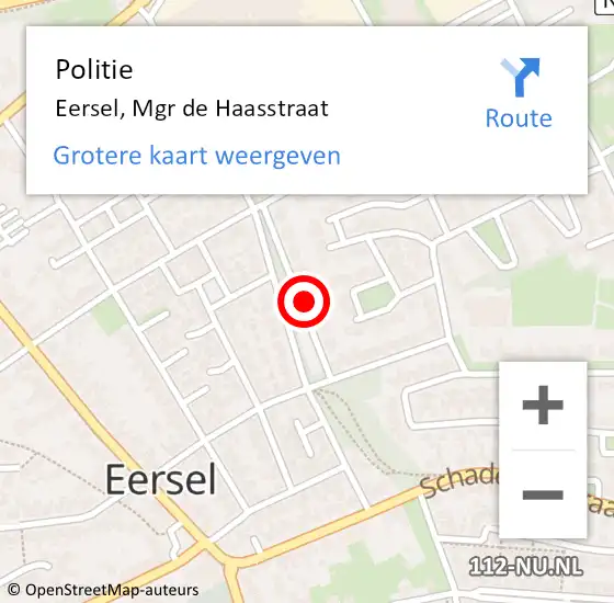 Locatie op kaart van de 112 melding: Politie Eersel, Mgr de Haasstraat op 29 november 2024 16:23