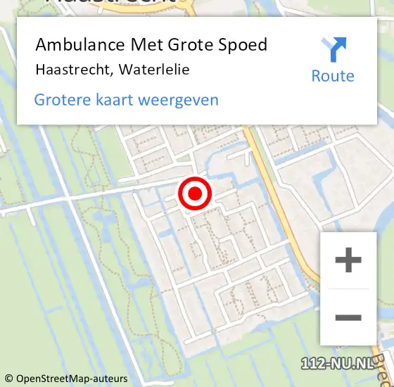 Locatie op kaart van de 112 melding: Ambulance Met Grote Spoed Naar Haastrecht, Waterlelie op 29 november 2024 16:30