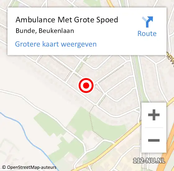 Locatie op kaart van de 112 melding: Ambulance Met Grote Spoed Naar Bunde, Beukenlaan op 28 oktober 2014 16:42