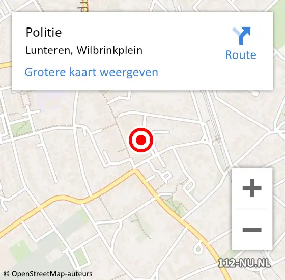 Locatie op kaart van de 112 melding: Politie Lunteren, Wilbrinkplein op 29 november 2024 16:32