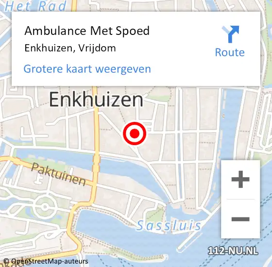 Locatie op kaart van de 112 melding: Ambulance Met Spoed Naar Enkhuizen, Vrijdom op 28 oktober 2014 16:43