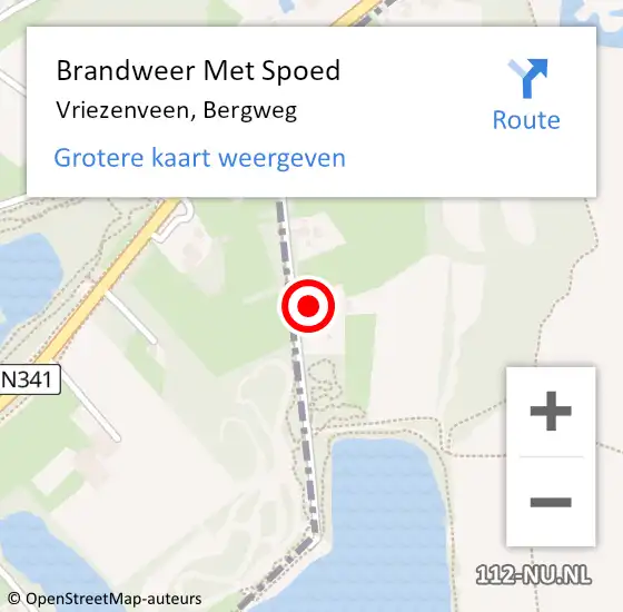 Locatie op kaart van de 112 melding: Brandweer Met Spoed Naar Vriezenveen, Bergweg op 29 november 2024 16:47