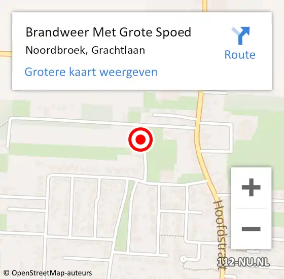 Locatie op kaart van de 112 melding: Brandweer Met Grote Spoed Naar Noordbroek, Grachtlaan op 29 november 2024 17:26