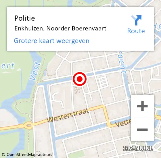 Locatie op kaart van de 112 melding: Politie Enkhuizen, Noorder Boerenvaart op 28 oktober 2014 16:49