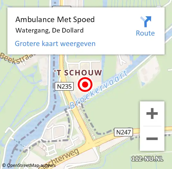 Locatie op kaart van de 112 melding: Ambulance Met Spoed Naar Watergang, De Dollard op 29 november 2024 17:29