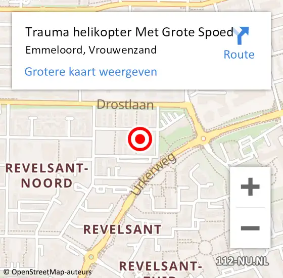 Locatie op kaart van de 112 melding: Trauma helikopter Met Grote Spoed Naar Emmeloord, Vrouwenzand op 29 november 2024 17:55