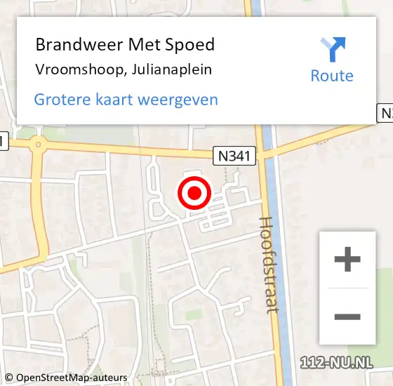 Locatie op kaart van de 112 melding: Brandweer Met Spoed Naar Vroomshoop, Julianaplein op 29 november 2024 18:23