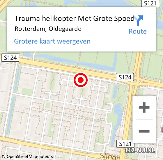 Locatie op kaart van de 112 melding: Trauma helikopter Met Grote Spoed Naar Rotterdam, Oldegaarde op 29 november 2024 18:30