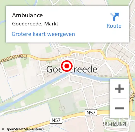 Locatie op kaart van de 112 melding: Ambulance Goedereede, Markt op 29 november 2024 18:45