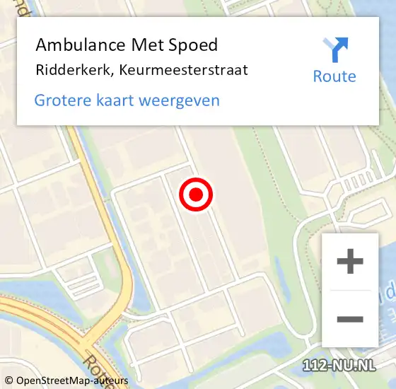 Locatie op kaart van de 112 melding: Ambulance Met Spoed Naar Ridderkerk, Keurmeesterstraat op 29 november 2024 18:51