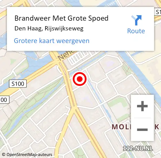 Locatie op kaart van de 112 melding: Brandweer Met Grote Spoed Naar Den Haag, Rijswijkseweg op 29 november 2024 19:01