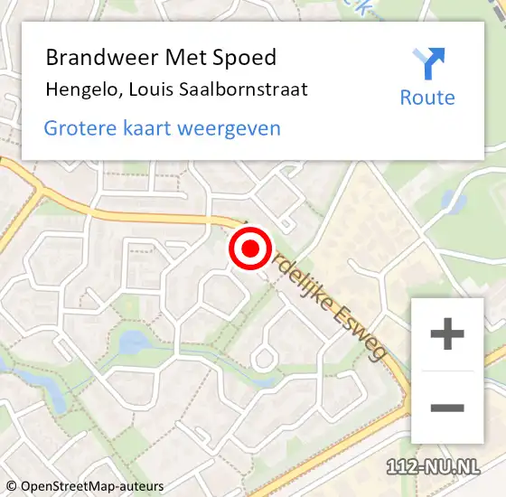 Locatie op kaart van de 112 melding: Brandweer Met Spoed Naar Hengelo, Louis Saalbornstraat op 29 november 2024 19:06