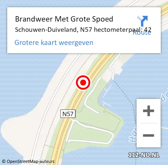 Locatie op kaart van de 112 melding: Brandweer Met Grote Spoed Naar Schouwen-Duiveland, N57 hectometerpaal: 42 op 29 november 2024 19:11