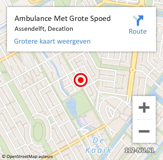 Locatie op kaart van de 112 melding: Ambulance Met Grote Spoed Naar Assendelft, Decatlon op 29 november 2024 19:53