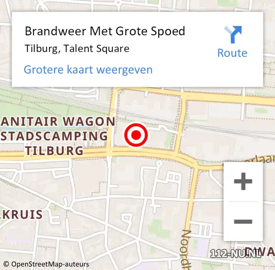 Locatie op kaart van de 112 melding: Brandweer Met Grote Spoed Naar Tilburg, Talent Square op 29 november 2024 19:54