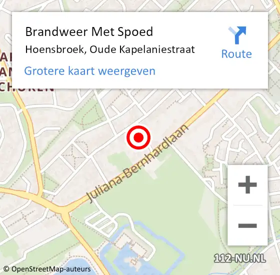 Locatie op kaart van de 112 melding: Brandweer Met Spoed Naar Hoensbroek, Oude Kapelaniestraat op 29 november 2024 20:10