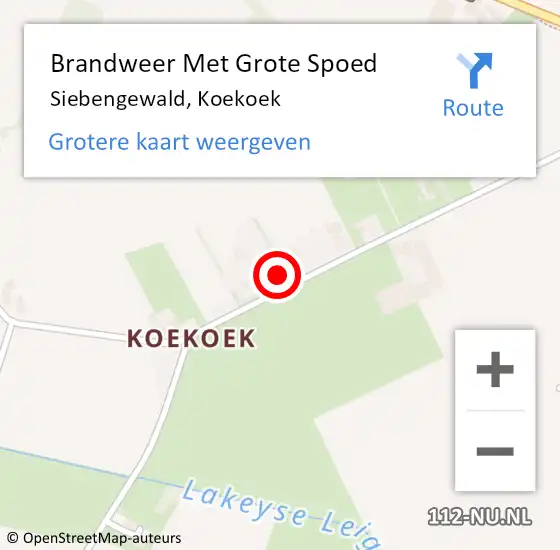 Locatie op kaart van de 112 melding: Brandweer Met Grote Spoed Naar Siebengewald, Koekoek op 29 november 2024 20:19