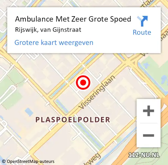 Locatie op kaart van de 112 melding: Ambulance Met Zeer Grote Spoed Naar Rijswijk, van Gijnstraat op 29 november 2024 20:42