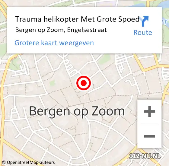 Locatie op kaart van de 112 melding: Trauma helikopter Met Grote Spoed Naar Bergen op Zoom, Engelsestraat op 29 november 2024 21:07