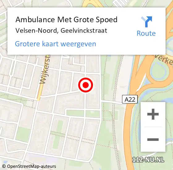 Locatie op kaart van de 112 melding: Ambulance Met Grote Spoed Naar Velsen-Noord, Geelvinckstraat op 29 november 2024 21:24