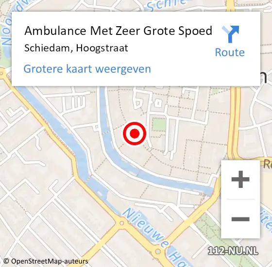 Locatie op kaart van de 112 melding: Ambulance Met Zeer Grote Spoed Naar Schiedam, Hoogstraat op 29 november 2024 21:45