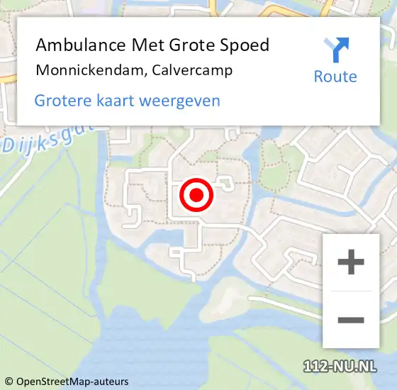 Locatie op kaart van de 112 melding: Ambulance Met Grote Spoed Naar Monnickendam, Calvercamp op 29 november 2024 21:45