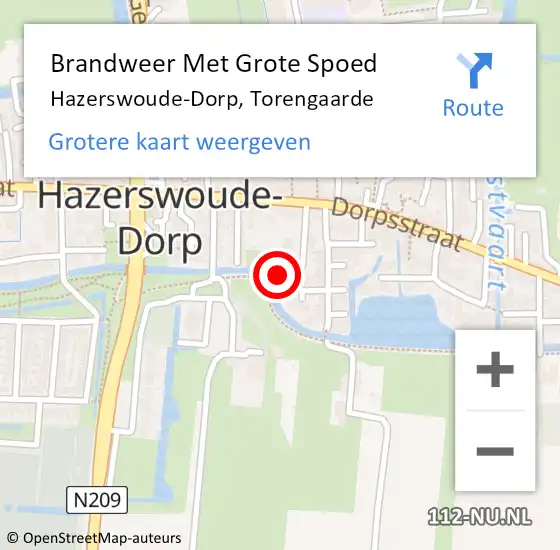 Locatie op kaart van de 112 melding: Brandweer Met Grote Spoed Naar Hazerswoude-Dorp, Torengaarde op 29 november 2024 22:07