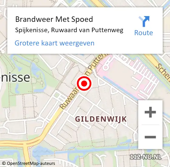 Locatie op kaart van de 112 melding: Brandweer Met Spoed Naar Spijkenisse, Ruwaard van Puttenweg op 29 november 2024 22:35