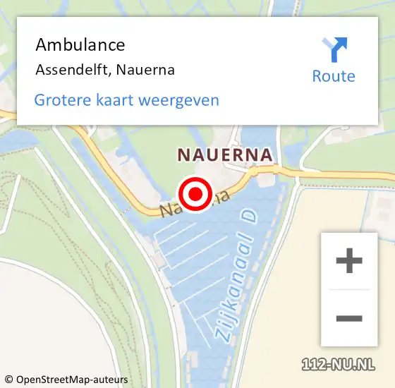 Locatie op kaart van de 112 melding: Ambulance Assendelft, Nauerna op 29 november 2024 23:33