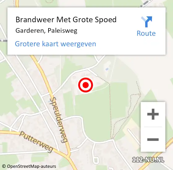 Locatie op kaart van de 112 melding: Brandweer Met Grote Spoed Naar Garderen, Paleisweg op 30 november 2024 00:17