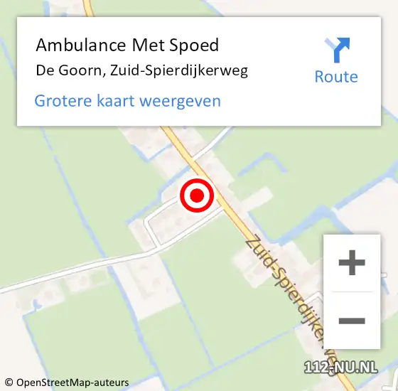 Locatie op kaart van de 112 melding: Ambulance Met Spoed Naar De Goorn, Zuid-Spierdijkerweg op 30 november 2024 01:01