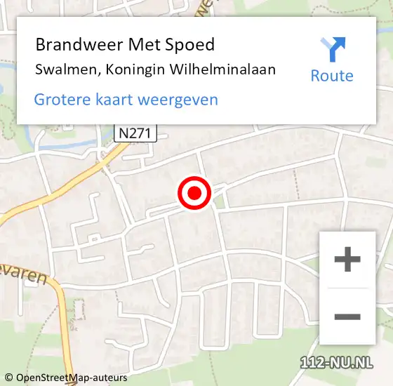 Locatie op kaart van de 112 melding: Brandweer Met Spoed Naar Swalmen, Koningin Wilhelminalaan op 30 november 2024 01:24