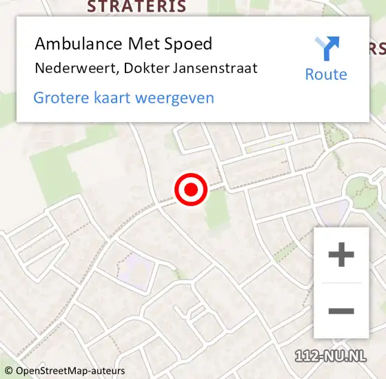 Locatie op kaart van de 112 melding: Ambulance Met Spoed Naar Nederweert, Dokter Jansenstraat op 30 november 2024 01:38