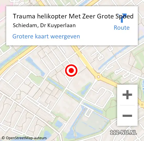 Locatie op kaart van de 112 melding: Trauma helikopter Met Zeer Grote Spoed Naar Schiedam, Dr Kuyperlaan op 30 november 2024 01:49