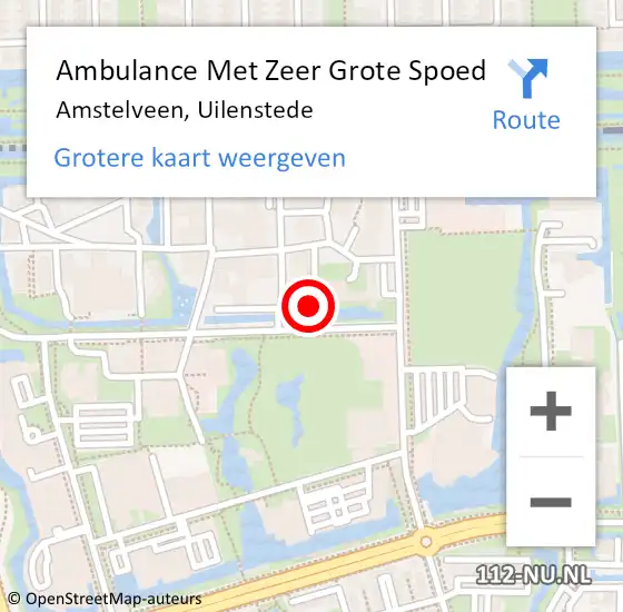 Locatie op kaart van de 112 melding: Ambulance Met Zeer Grote Spoed Naar Amstelveen, Uilenstede op 30 november 2024 02:39