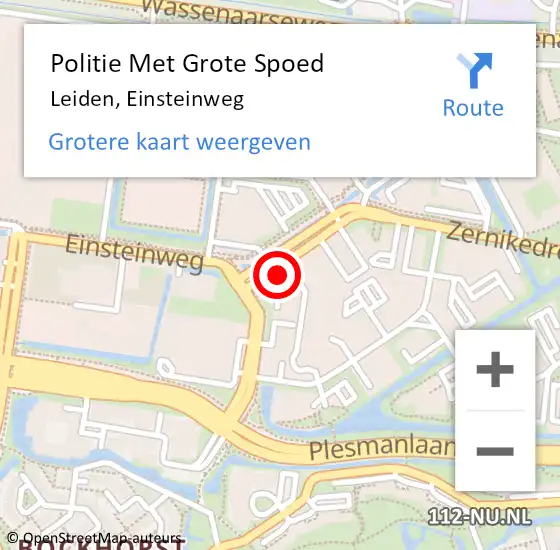 Locatie op kaart van de 112 melding: Politie Met Grote Spoed Naar Leiden, Einsteinweg op 30 november 2024 03:13