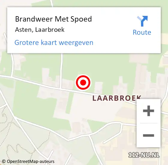 Locatie op kaart van de 112 melding: Brandweer Met Spoed Naar Asten, Laarbroek op 30 november 2024 03:53