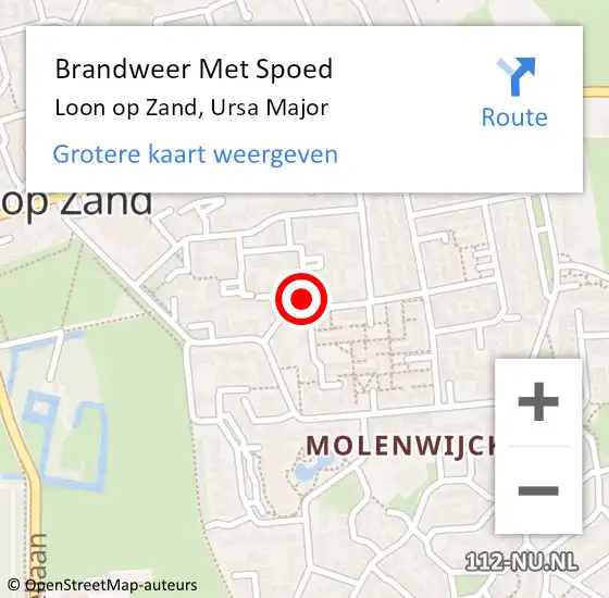 Locatie op kaart van de 112 melding: Brandweer Met Spoed Naar Loon op Zand, Ursa Major op 30 november 2024 04:02