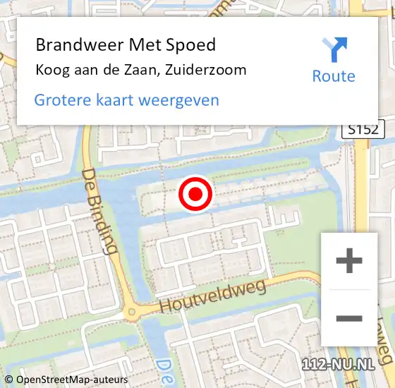 Locatie op kaart van de 112 melding: Brandweer Met Spoed Naar Koog aan de Zaan, Zuiderzoom op 30 november 2024 04:24