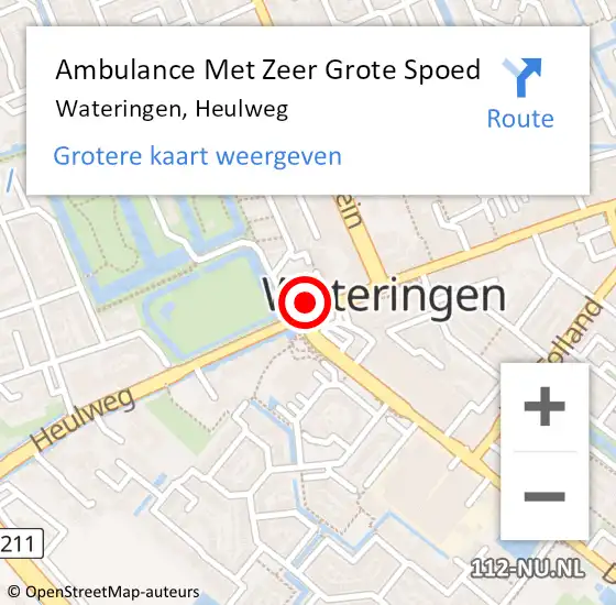 Locatie op kaart van de 112 melding: Ambulance Met Zeer Grote Spoed Naar Wateringen, Heulweg op 30 november 2024 04:34