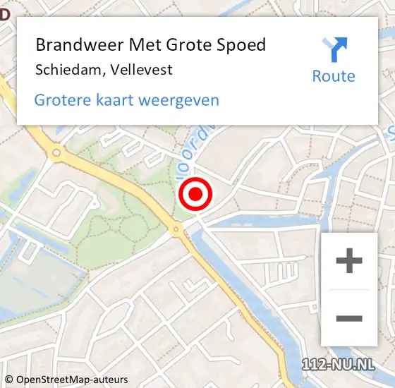 Locatie op kaart van de 112 melding: Brandweer Met Grote Spoed Naar Schiedam, Vellevest op 30 november 2024 04:40