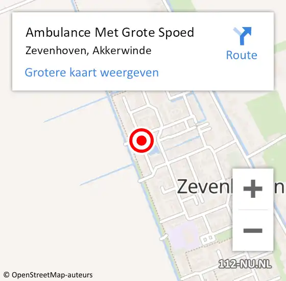 Locatie op kaart van de 112 melding: Ambulance Met Grote Spoed Naar Zevenhoven, Akkerwinde op 30 november 2024 04:59