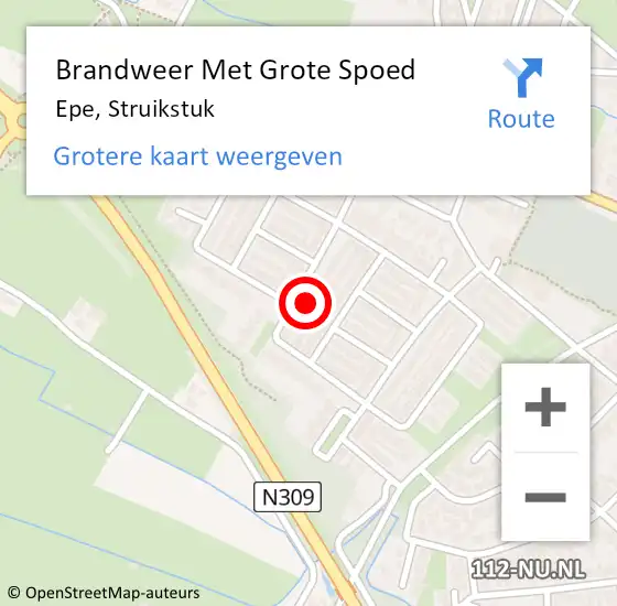 Locatie op kaart van de 112 melding: Brandweer Met Grote Spoed Naar Epe, Struikstuk op 30 november 2024 04:59